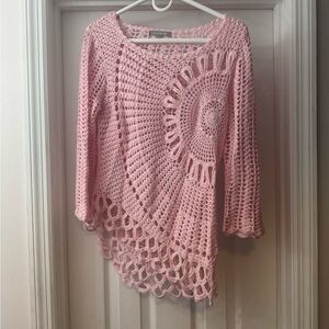 Pink Crochet Women Sweater